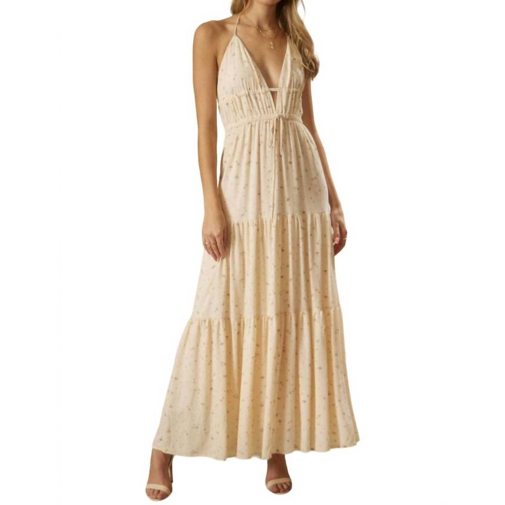 NEW ENDLESS BLU. ditsy floral halter maxi dress in ivory